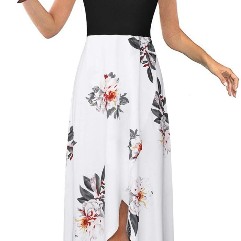 Floral Black and White Maxi Dress